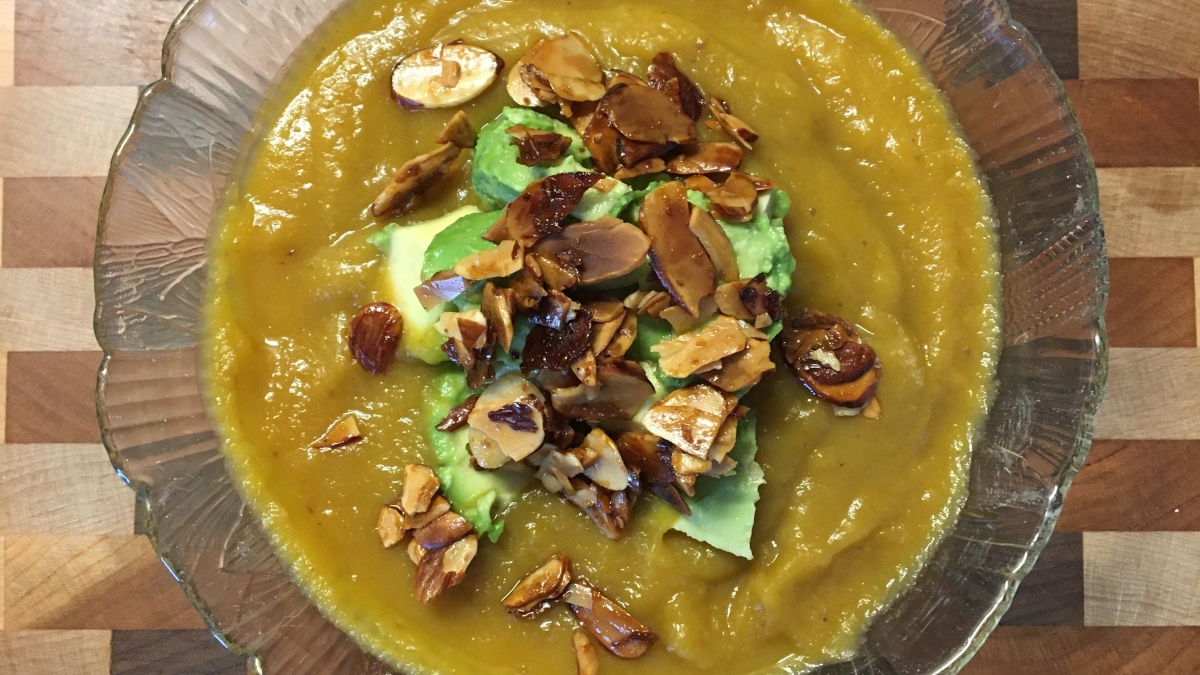 Squash soup- dairy free, loaded with veggies and cherry juice